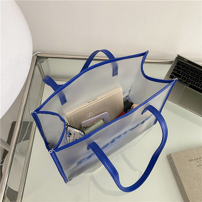 Moderne transparente Tragetasche mit Tasche