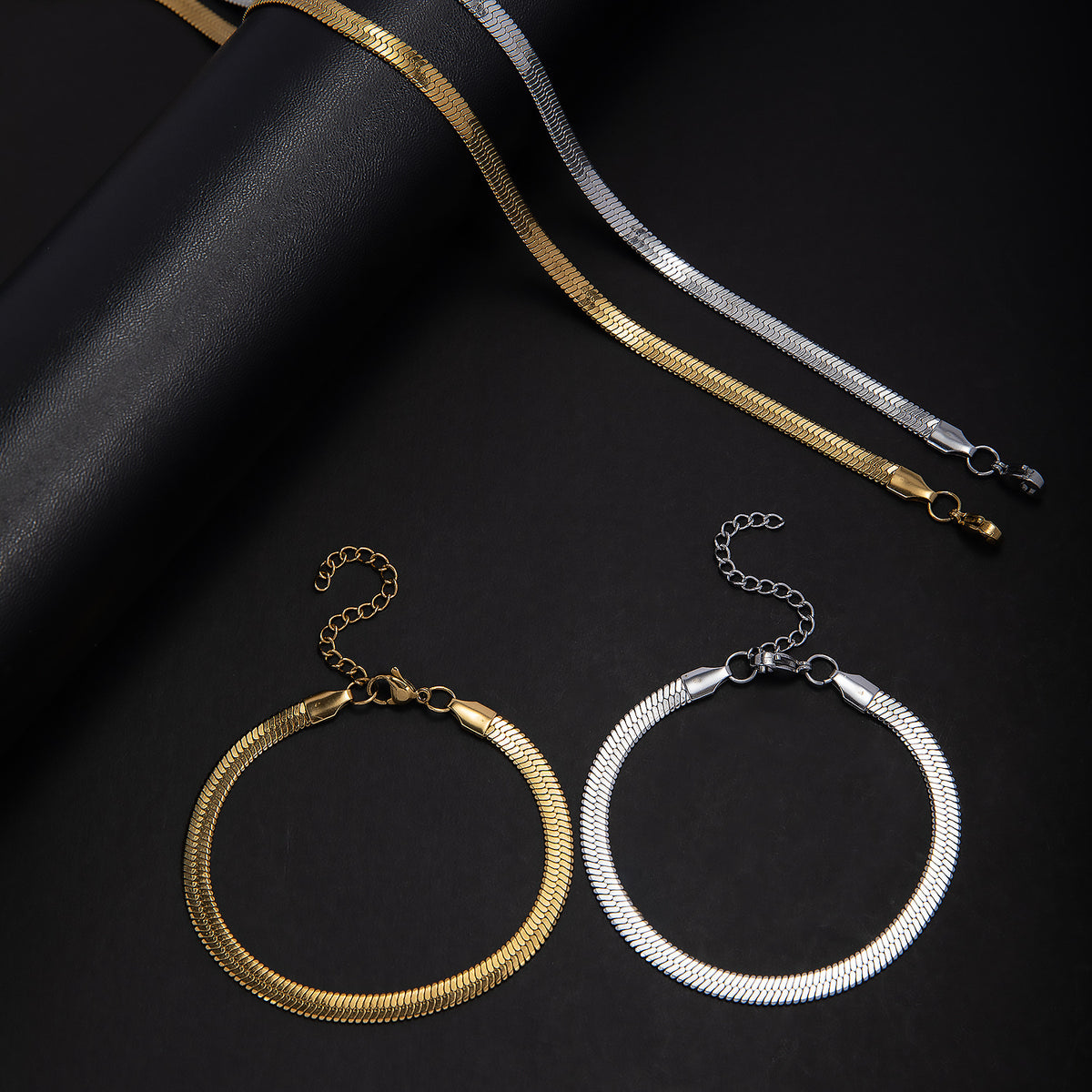 Elegantes Fischgrätenkette Schmuckset Brehn