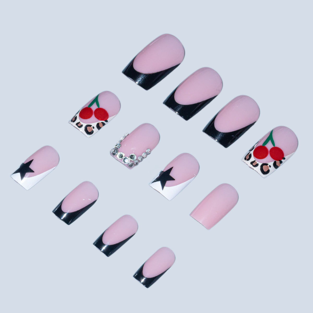Künstlerisches Nail Art Design Set mit Kirsch- und Sternelementen