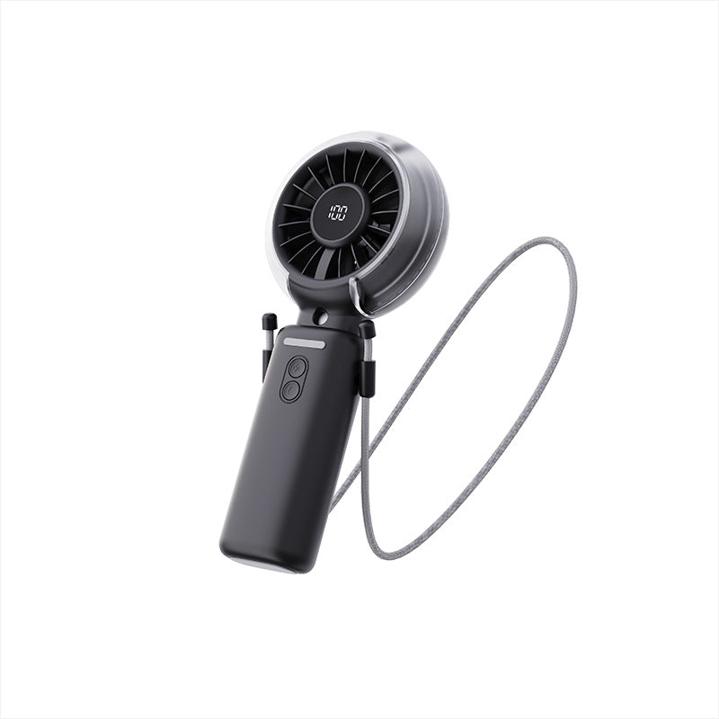 Kühlender faltbarer wiederaufladbarer Handventilator mit digitaler Batteriestandsanzeige und abnehmbarem Nackenband Brehn