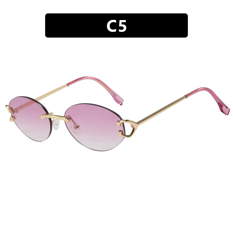 Damen elegante ovalförmige Sonnenbrille mit modischem Metallrahmen Brehn