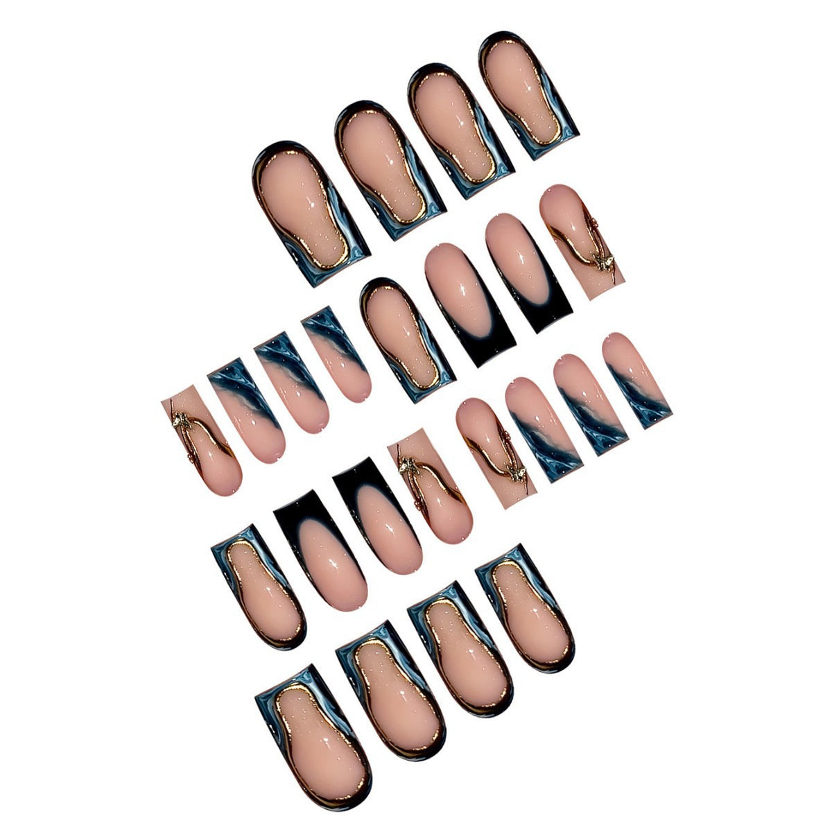 Künstlerisches Stiletto Press-On Nagelset Brehn