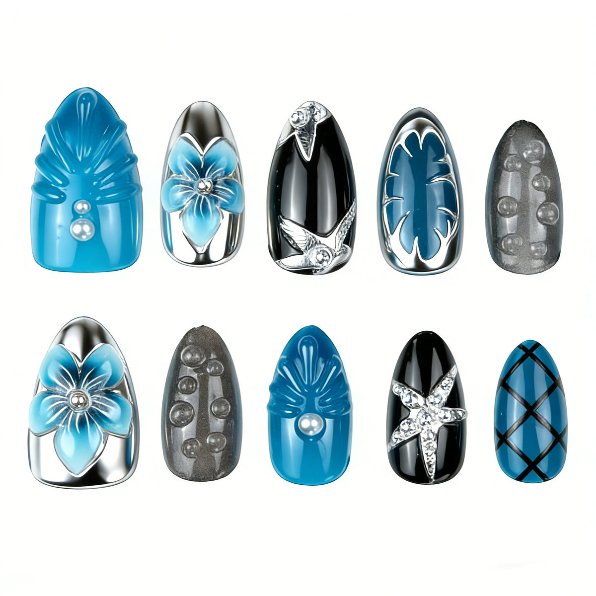 Kunstnagelset mit extravagantem Design Brehn