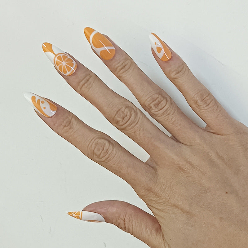 Kunstnagel-Set mit fruchtigem Orange-Design Brehn