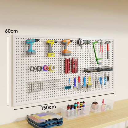 Wandmontierter Lochblech-Werkzeug-Pegboard-Organizer mit modularen Haken und Drahtkörben