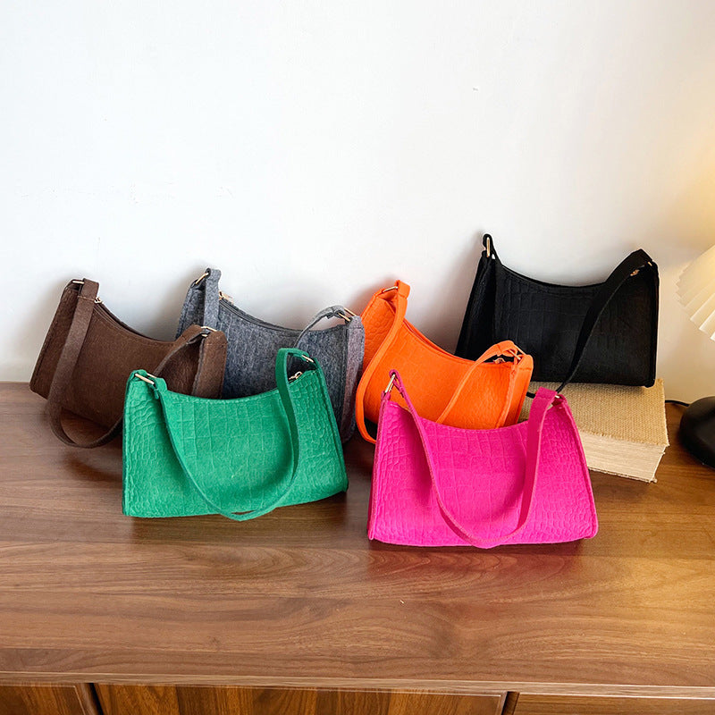 WoCrocodile Texturiertes Mini Schulterhandtasche Brehn