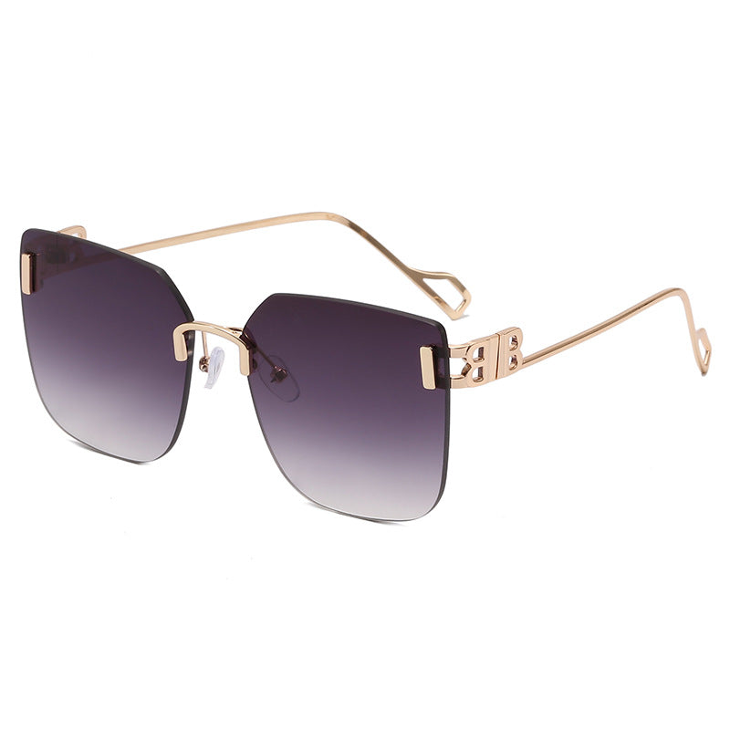 Damen elegante quadratische Sonnenbrille mit goldfarbenem Metallrahmen Brehn
