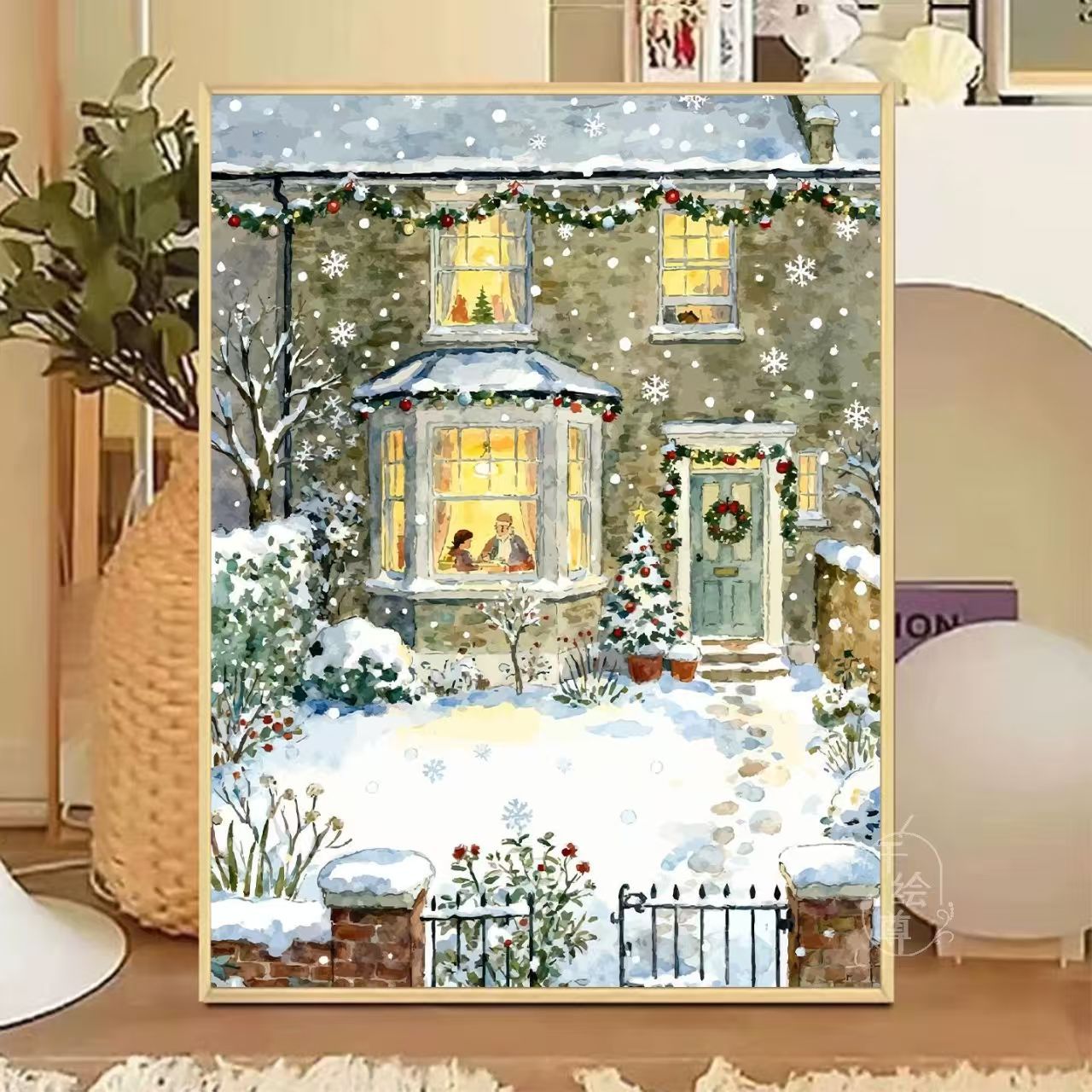 Gemütliche winterliche Café-Leinwandkunst Brehn