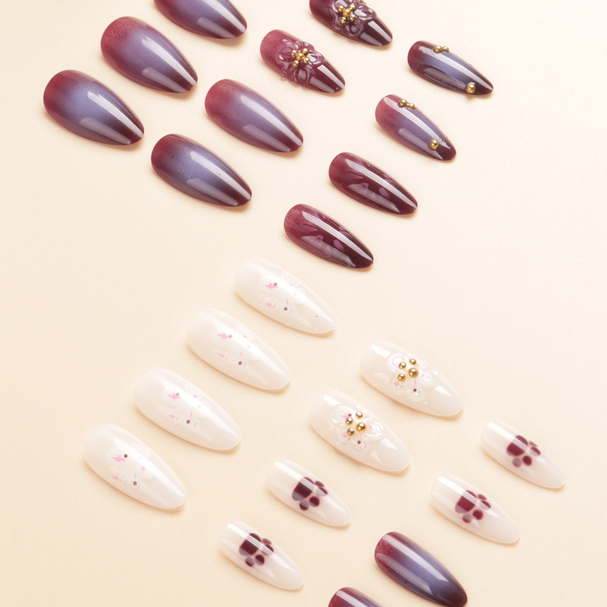 Blumenverzierte Stiletto-Nagelkunst Brehn