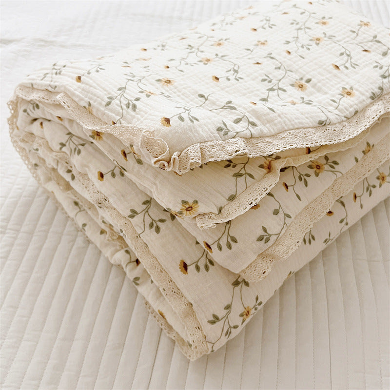 Unisex Atmungsaktive Musselin-Decke mit floralem Rüschendesign Brehn