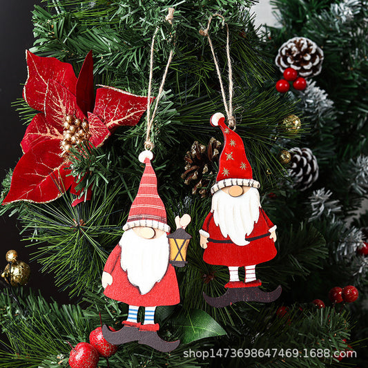 Dekorativer Holz-Santa-Gnom Ornament