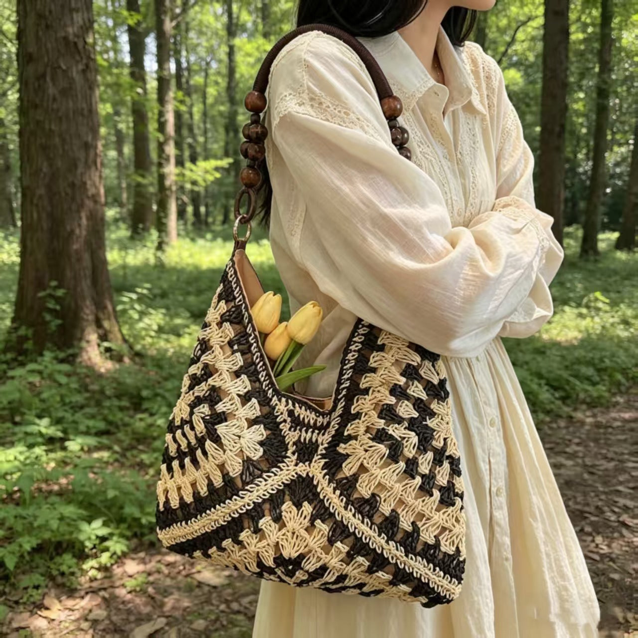 Handgefertigte Makramee-Henkeltasche Brehn