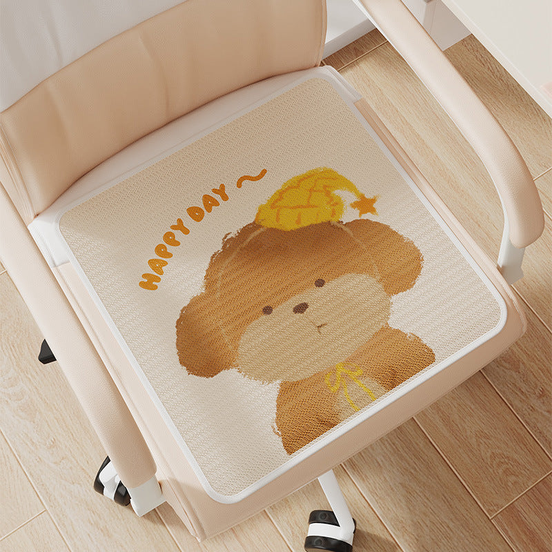 Cute Cartoon Bear Memory Foam Office Chair Seat Cushion with Non-Slip Backing