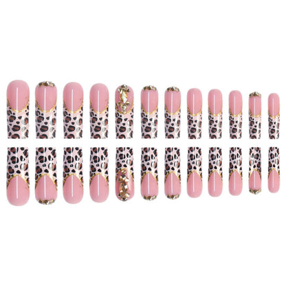 Künstlerisches Leopard-Print Press-On Nageldesign Brehn