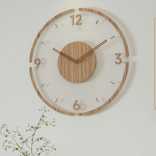 Nordic Silent Wanddekoration Uhr Aus Echtem Holz, 35 cm | Lautlos und Stylisch | Brehn