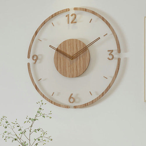 Nordic Silent Wanddekoration Uhr Aus Echtem Holz, 35 cm | Lautlos und Stylisch | Brehn