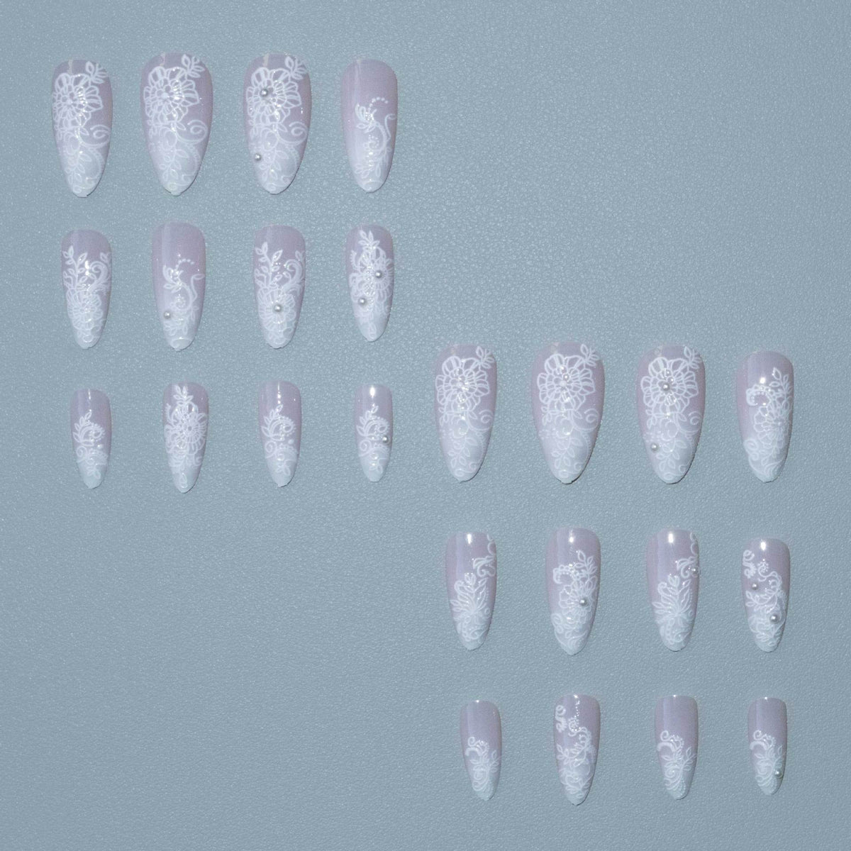 Elegantes Spitzen Design Acryl Nagelkunst Set