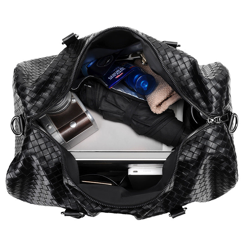 Woven Leather Weekend Duffle Brehn