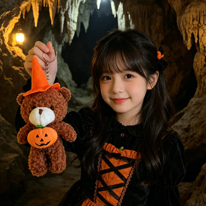 Kuscheliger Halloween-Teddybär Schlüsselanhänger
