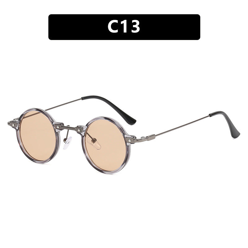 Damen runde Sonnenbrille mit modischem Metallrahmen und großen blauen Gläsern Brehn