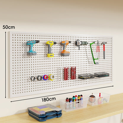 Wandmontierter Lochblech-Werkzeug-Pegboard-Organizer mit modularen Haken und Drahtkörben