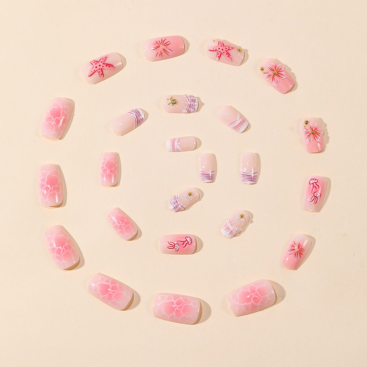 Künstlerische florale Acryl-Nail-Art-Verlängerungen Brehn