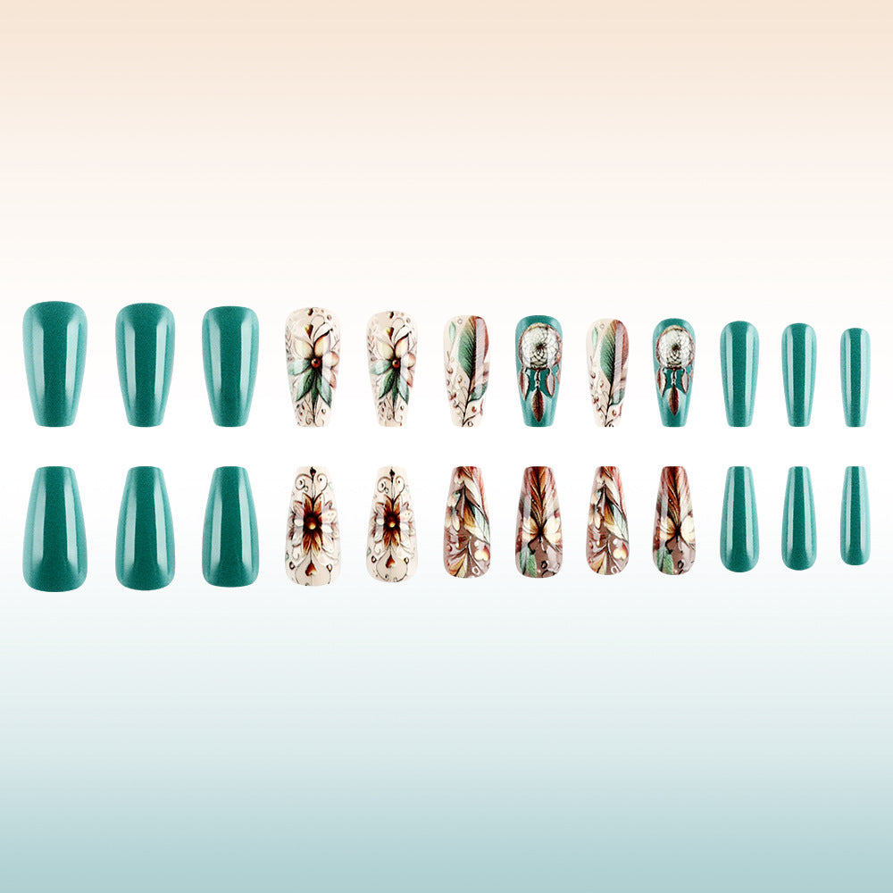 Künstlerisches floral Press-On Nagelset Brehn 1787542921