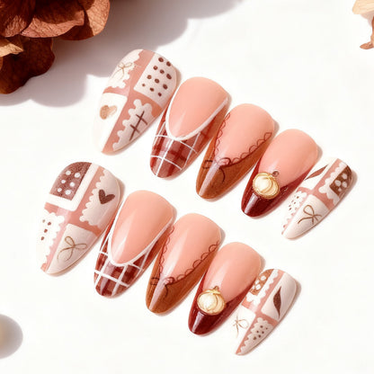 Künstlerisch Motivierte Press-On Nagelkunst Brehn