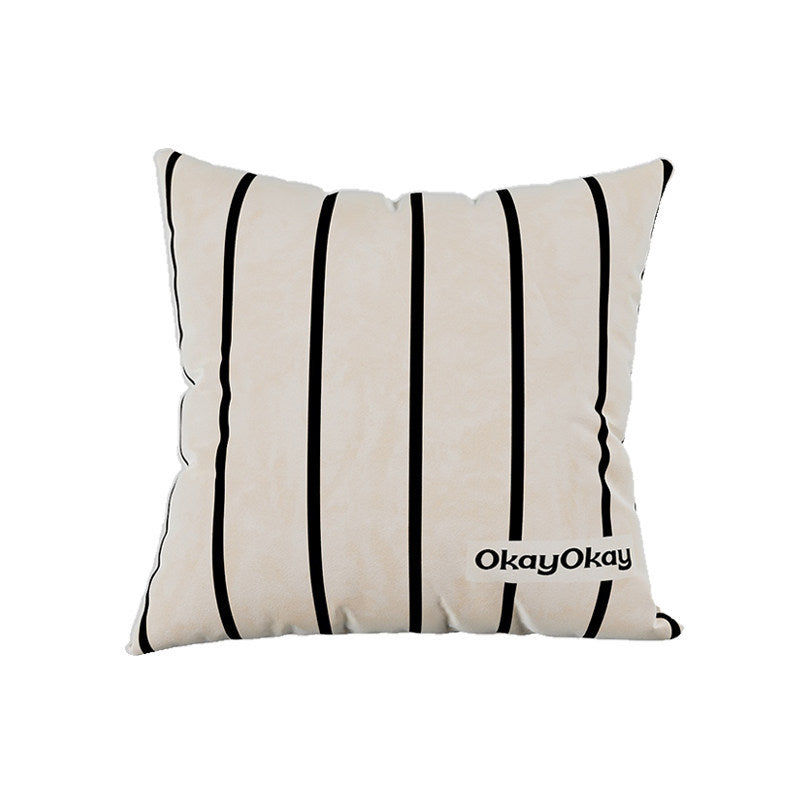 Square Velvet Striped Decorative Throw Pillow with Plush Insert