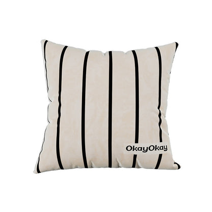 Square Velvet Striped Decorative Throw Pillow with Plush Insert