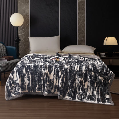 Plüsch-Mikrofaser-Fleece-Wurfdecke mit Silhouette-Blumenmuster