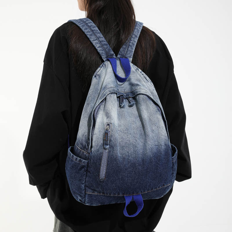 Lässiger Denim Wasch School Rucksack Brehn