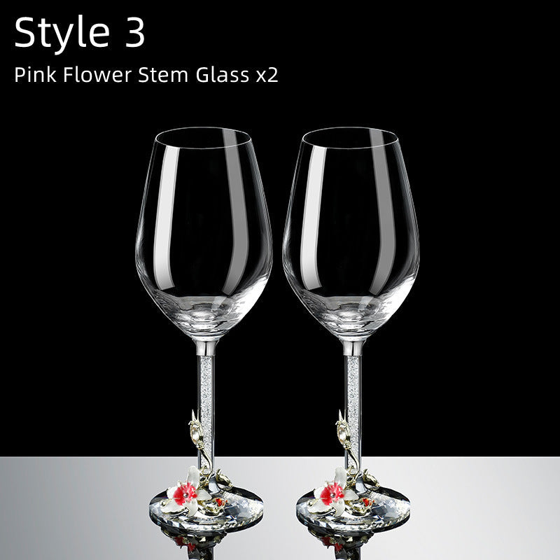 Metallic Flower Crystal Weingläser mit Dekanter Koffer Set | Brehn