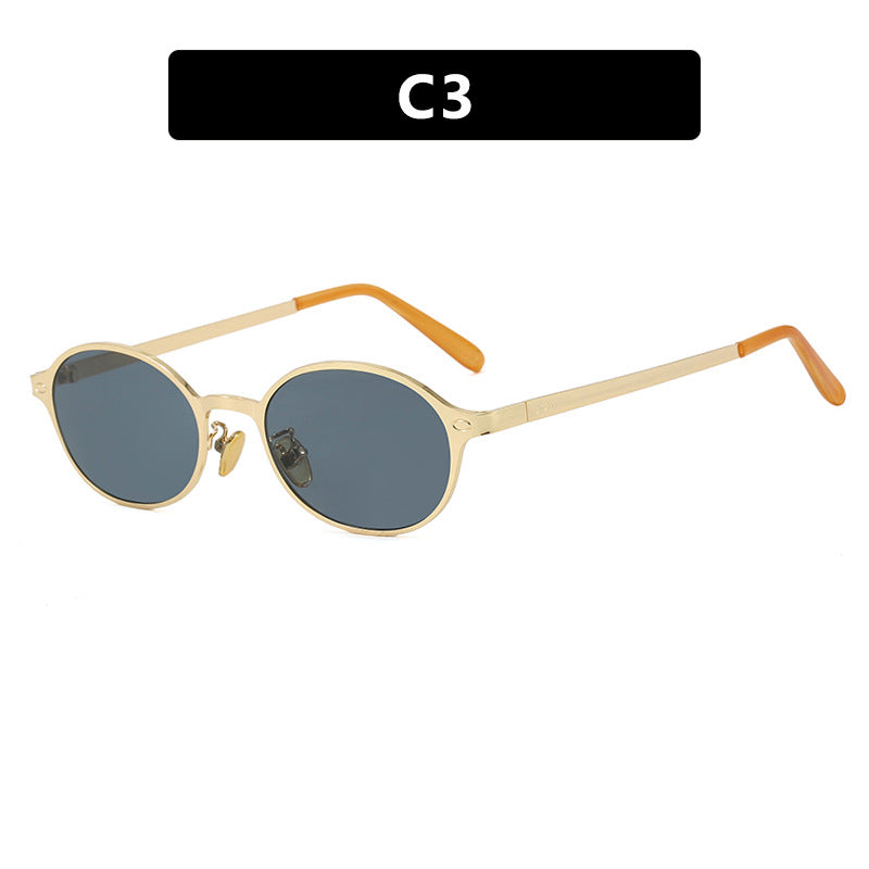 Damen runde Brille mit filigranem Metallrahmen und bequemen Nasenpads Brehn