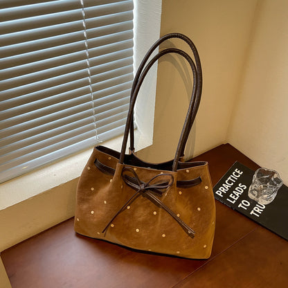 Elegante Wildleder Tote Tasche mit Schleifen-Detail