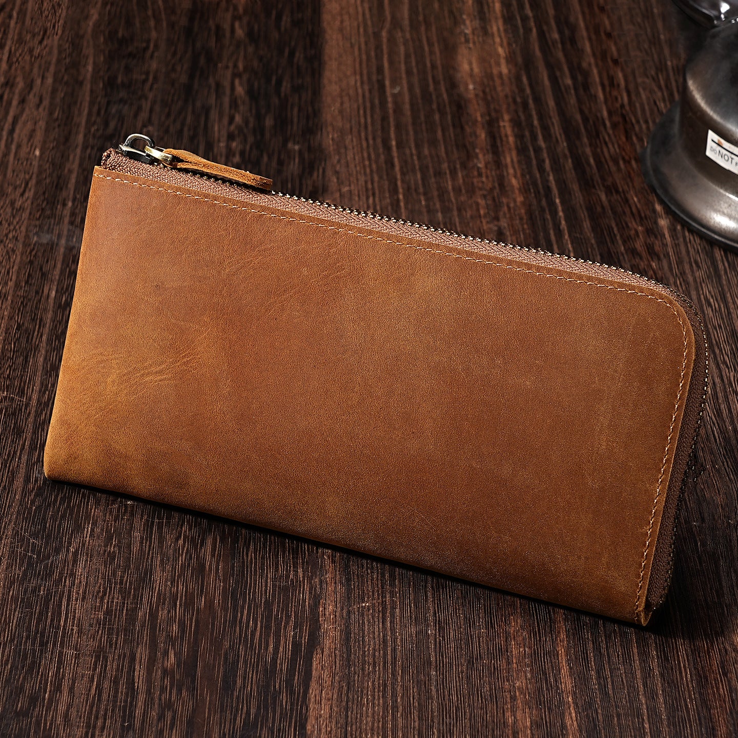 Premium Leder Reißverschluss Reise-Wallet