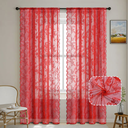 Elegante florale Spitzenfensterbehänge