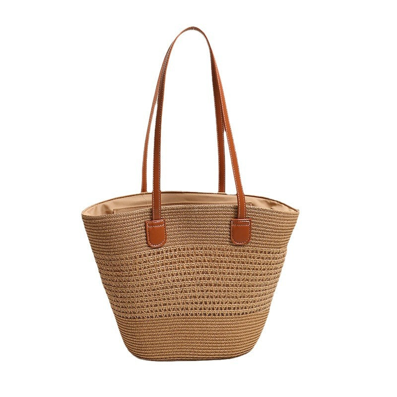 Elegante Bast-Tasche mit Lederakzenten Brehn