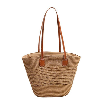 Elegante Bast-Tasche mit Lederakzenten Brehn