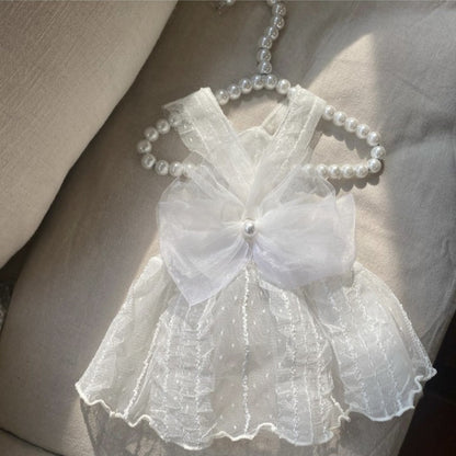 Haustier Tüllspitzenkleid mit Organza und Perlenanhänger