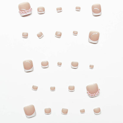 Fußnagelkunstset mit elegantem French Design und Glamourösen Strassakzenten Brehn