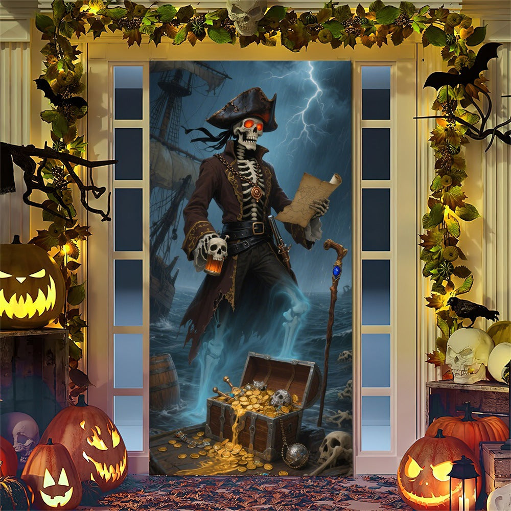 Halloween-Türposter mit großformatiger Grim-Reaper-Illustration und wiederverwendbarem PVC-Planenstoff