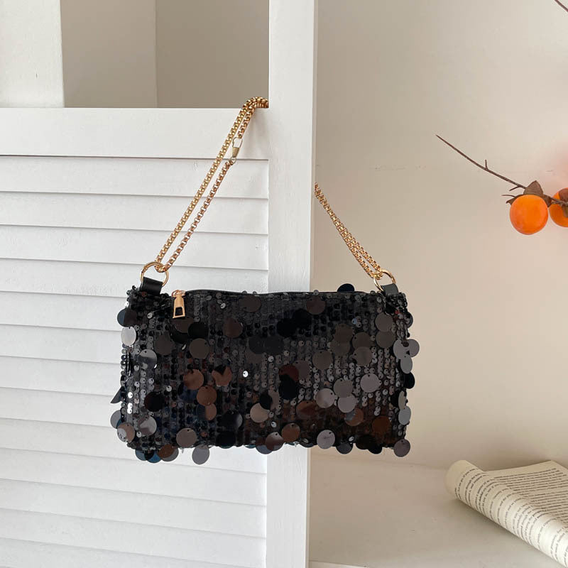 WoGlamorous Abend Pailletten Clutch Brehn