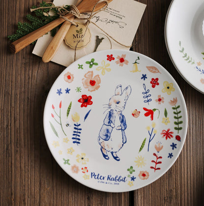 Kinder-Teller aus Porzellan mit Hasenillustration und Blumendekor