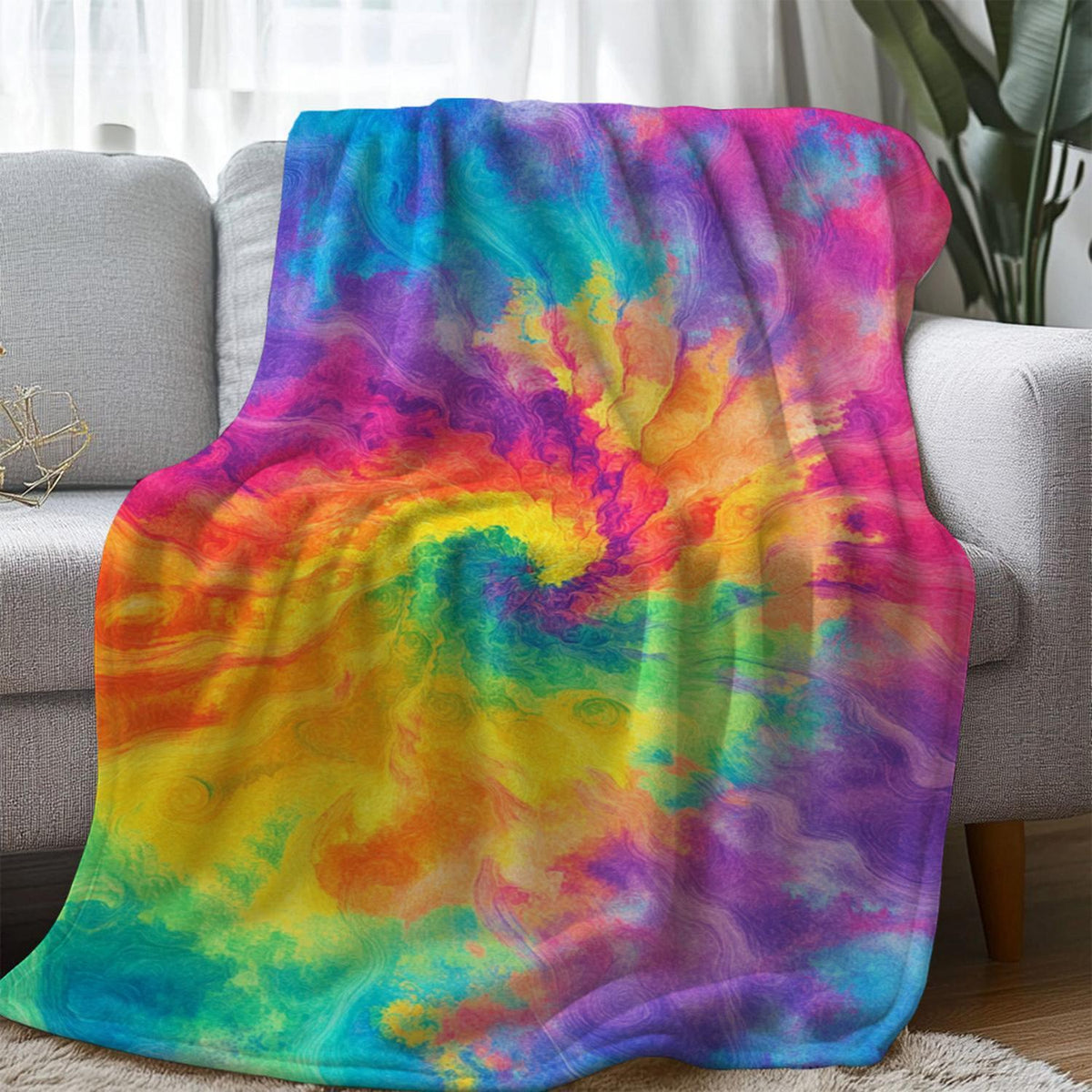 Lebhaftes Batik-Fleece-Wurfdecke