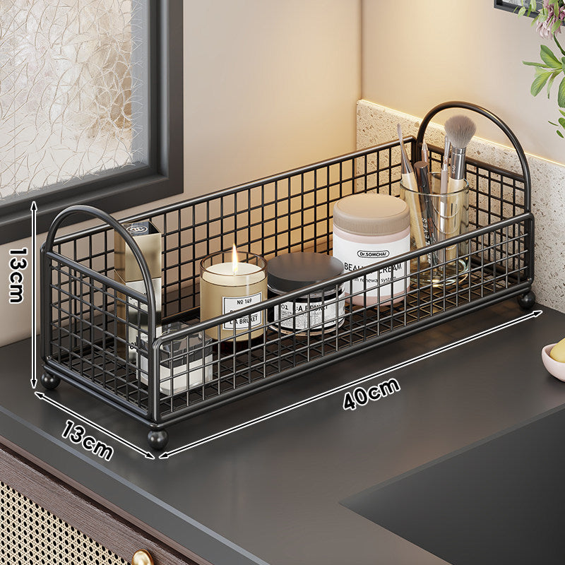 Gitter Metall Ablage Vanity Aufbewahrung Caddy mit erhöhten Füßen und doppelten Bogengriffen
