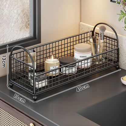Gitter Metall Ablage Vanity Aufbewahrung Caddy mit erhöhten Füßen und doppelten Bogengriffen