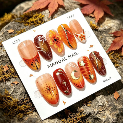 Herbst-Themen Manuelle Press-On Nagelkunst Set