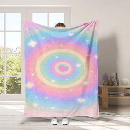 Gemütliche Regenbogen-Thema Fleece-Wurfdecke