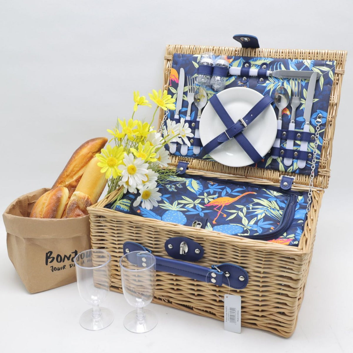 Damen Picknickkorb mit integriertem Geschirr und Kühltasche Brehn